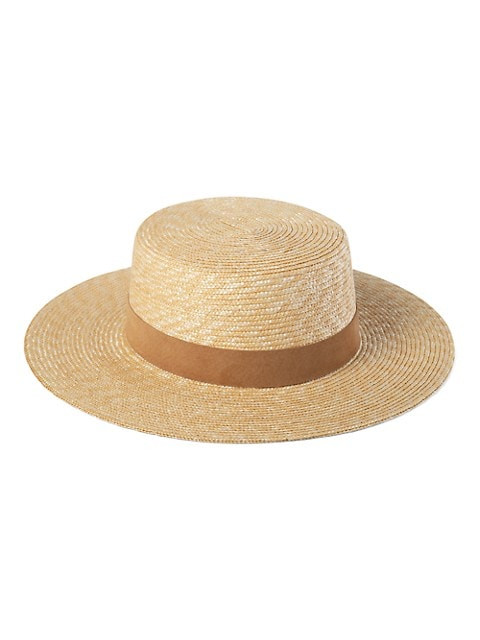 Spencer Boater Suede-Trim Straw Hat | Saks Fifth Avenue