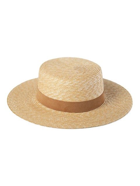 Spencer Boater Suede-Trim Straw Hat | Saks Fifth Avenue