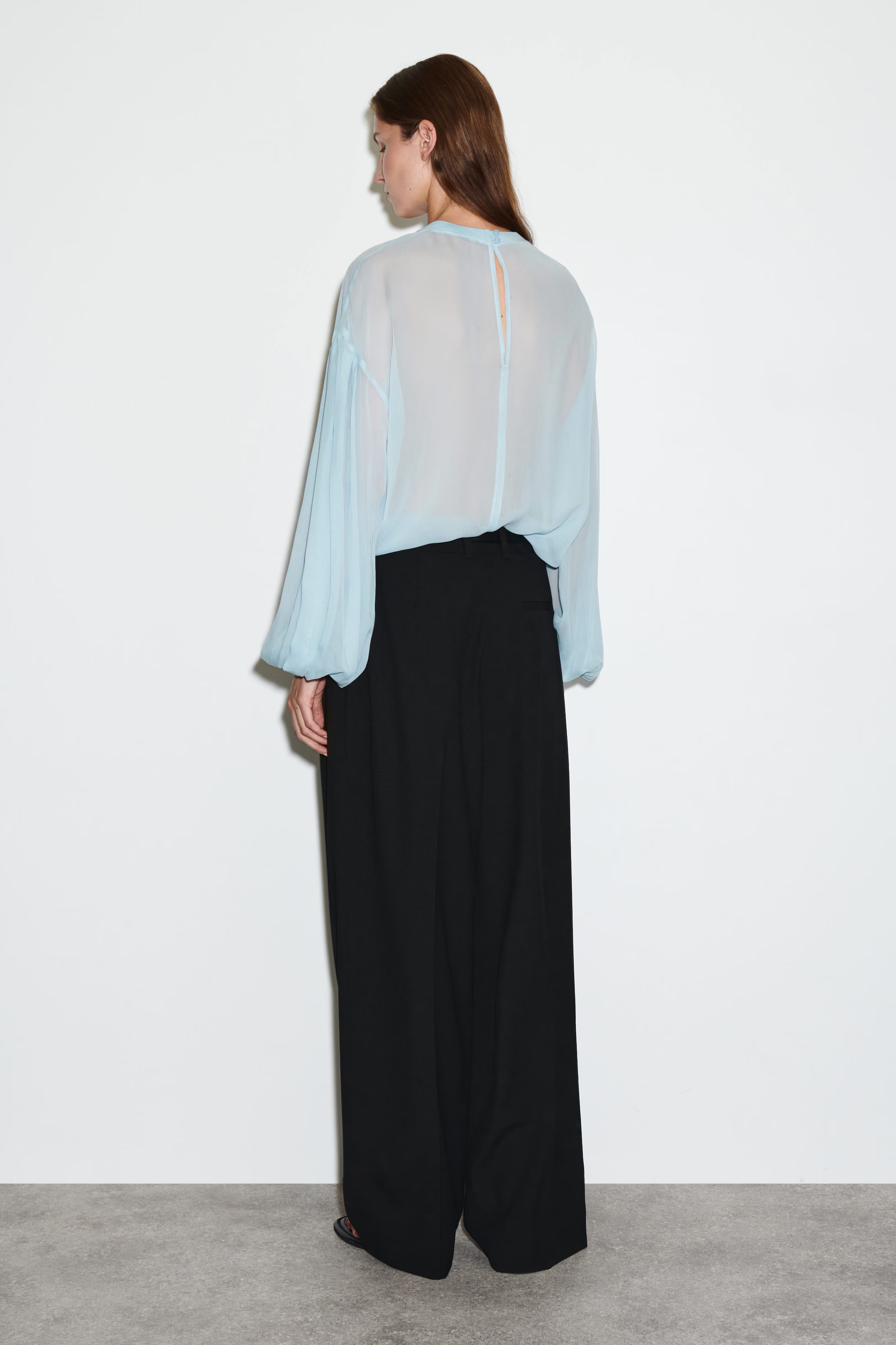SHEER BALLOON-SLEEVE BLOUSE - SKY BLUE | COS AU | COS (AU)