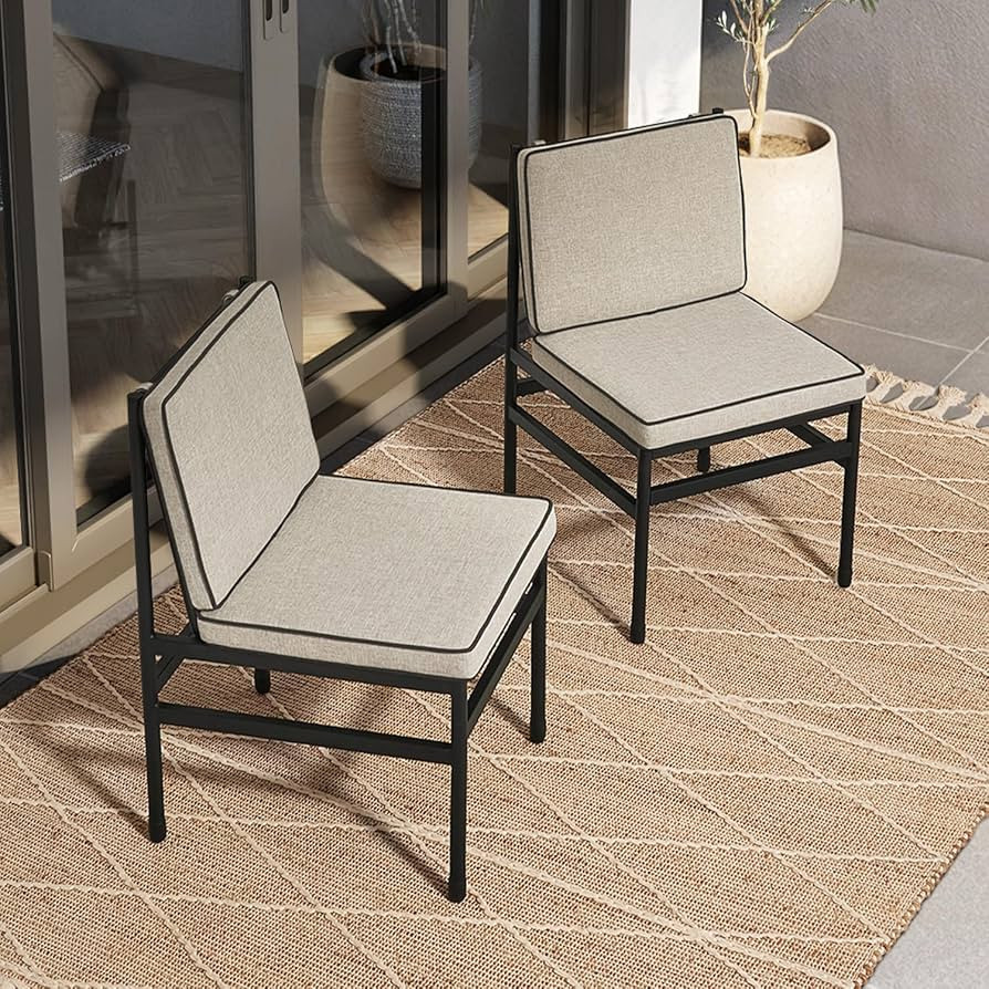 mopio Odelia Patio Dining Chair Set of 2, Outdoor Chair with Removable Cushions and Rust Free Met... | Amazon (US)