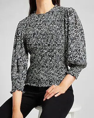 Printed Smocked Top | Express