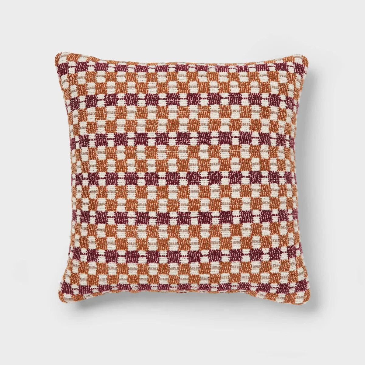 Square Checkered Woven Throw Pillow Caramel/Ivory/Berry - Threshold™ | Target