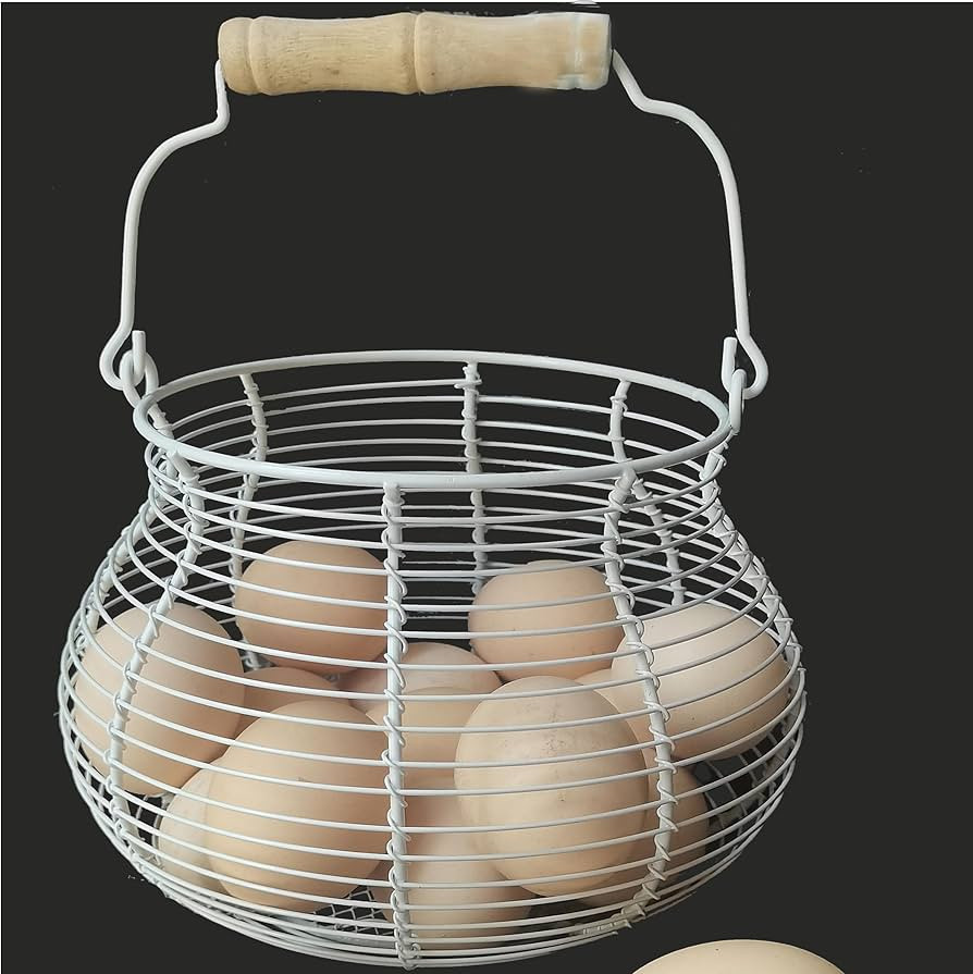 LINCOUNTRY.Chicken Egg Basket for collecting Eggs,Wire Egg Basket for Gathering Fresh Eggs,Cream ... | Amazon (US)