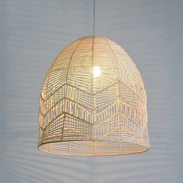 FAFIAR 1-Light Bamboo Rattan Pendant Light Ceiling Fixtures Vintage Beige - Walmart.com | Walmart (US)