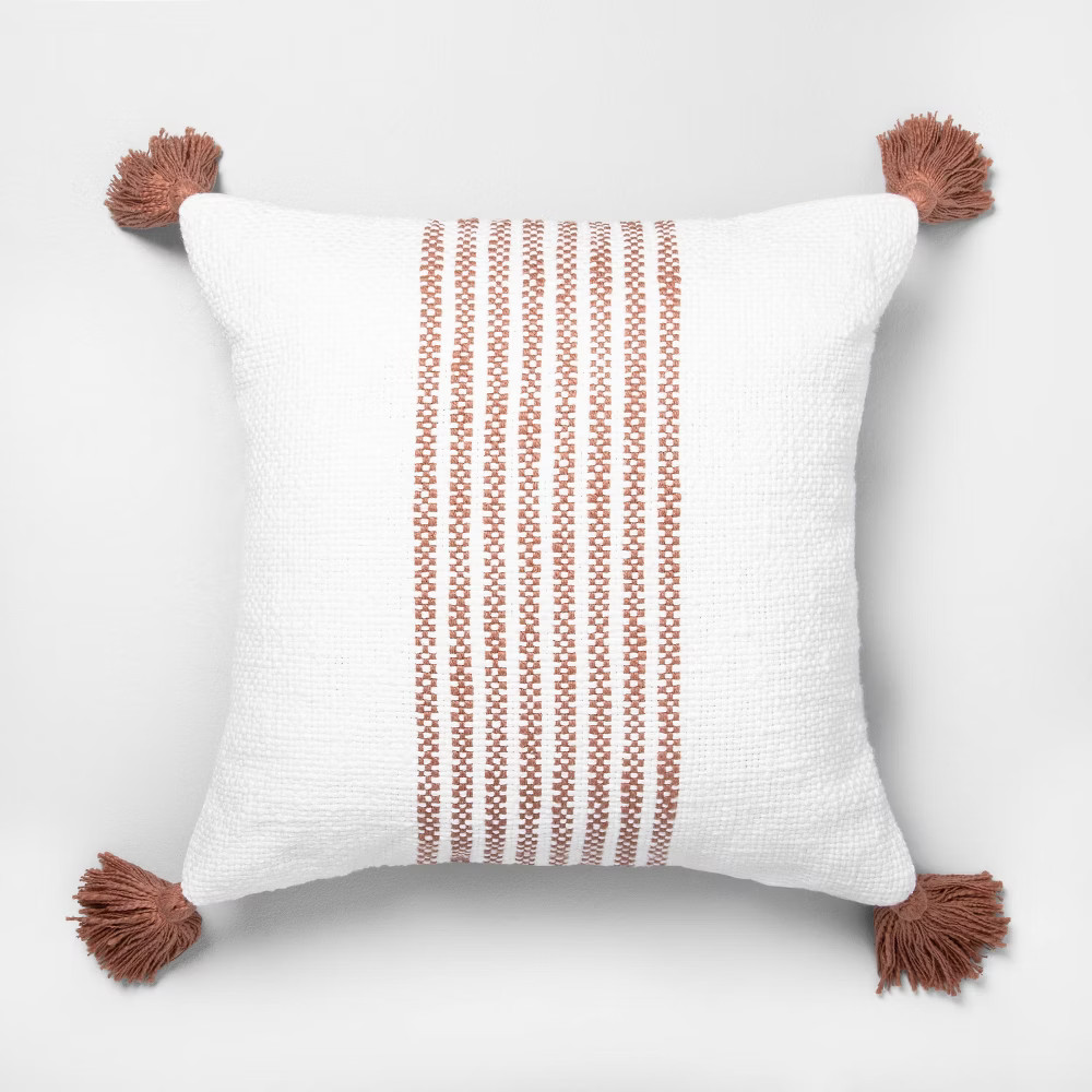 18"" x 18"" Center Stripes Throw Pillow Rose Gold - Hearth & Hand with Magnolia | Target