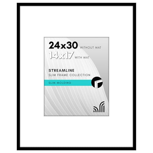 Americanflat 24x30 Poster Frame - Matted to 14x17 - Slim Molding - Black | Amazon (US)