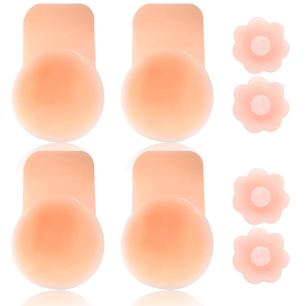 Sticky Bra, Breast Lift Tape Silicone 2 pairs Push Up Nipple Covers, Adhesive Bras Solid Silicone... | Amazon (US)