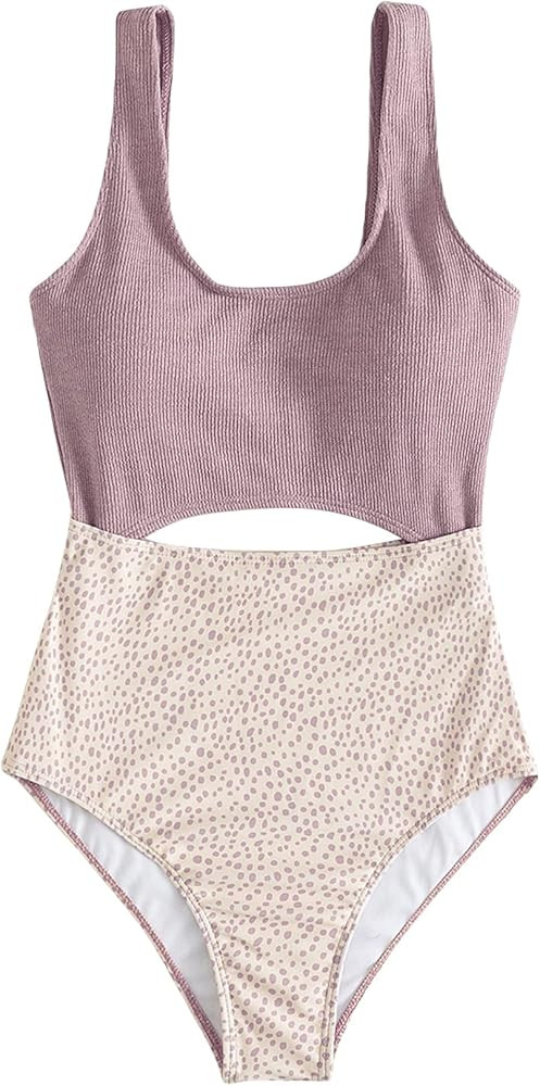 Floerns Women's Bathing Suit High Waisted Cut Out Monokini One Piece Swimsuit | Amazon (US)