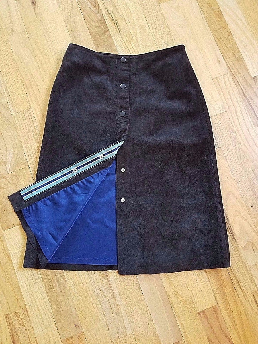 Banana Republic Women's Skirt Size 2 Genuine Leather Chocolate Suede Snap Front | eBay US