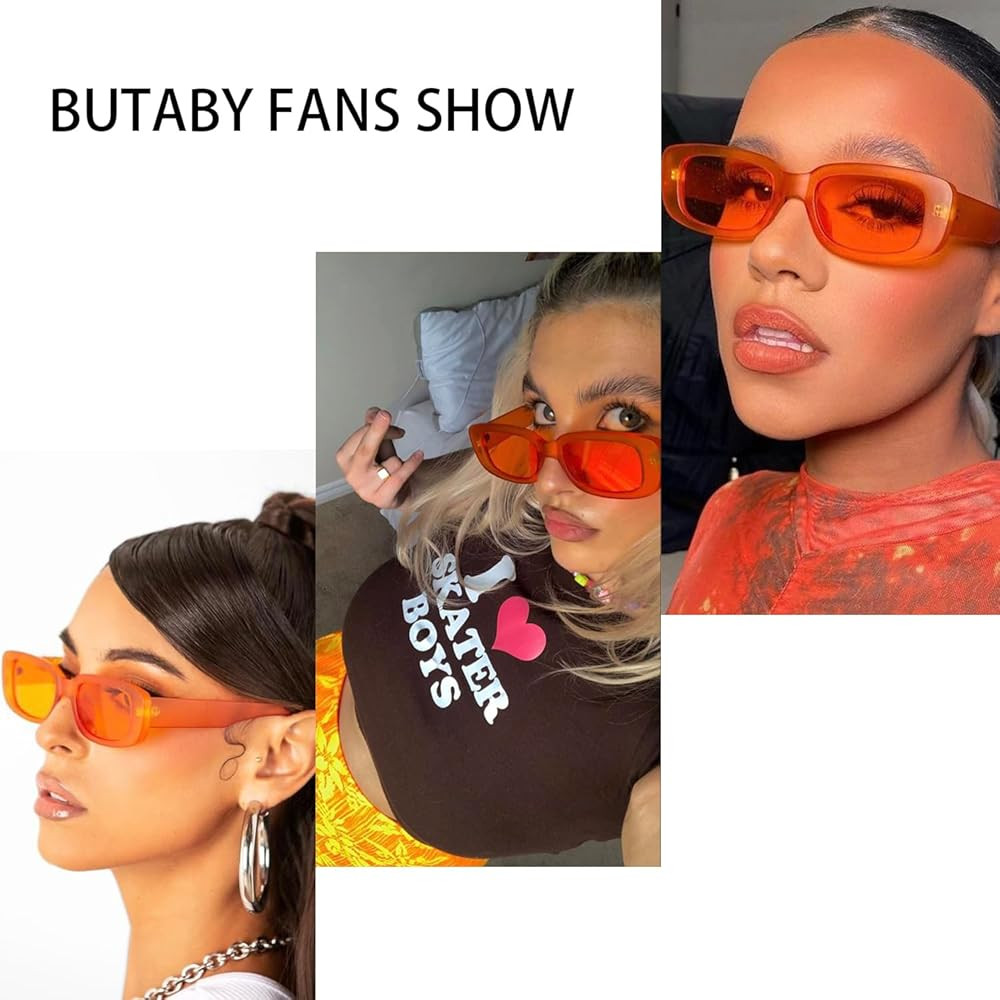 BUTABY Rectangle Sunglasses for Women Retro Driving Glasses 90’s Vintage Fashion Narrow Square ... | Amazon (US)