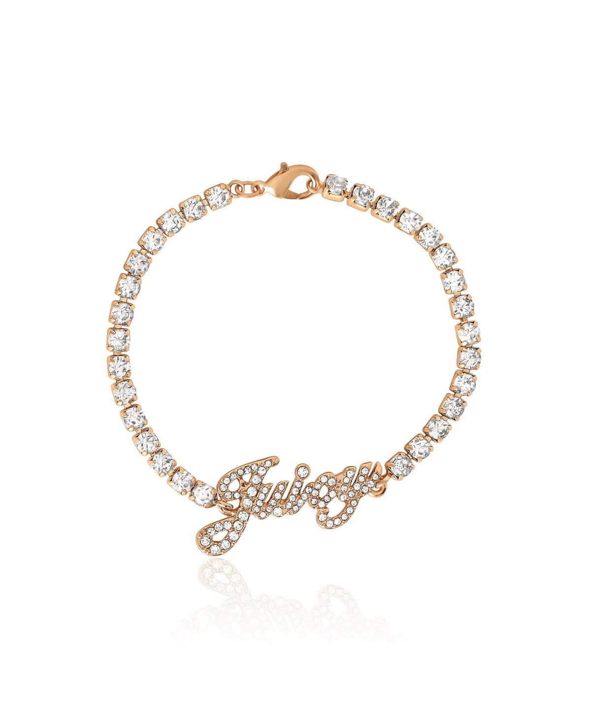 Juicy Couture Crystal Tennis Bracelet with Signature Script Logo Charm - Gold tennis | Macy's