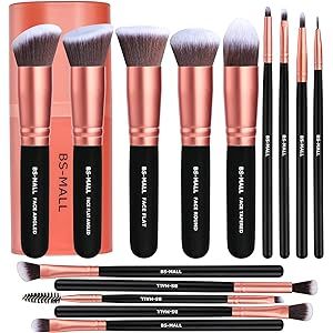BS-MALL Makeup Brushes Premium Synthetic Foundation Powder Concealers Eye Shadows Makeup 14 Pcs Brus | Amazon (US)