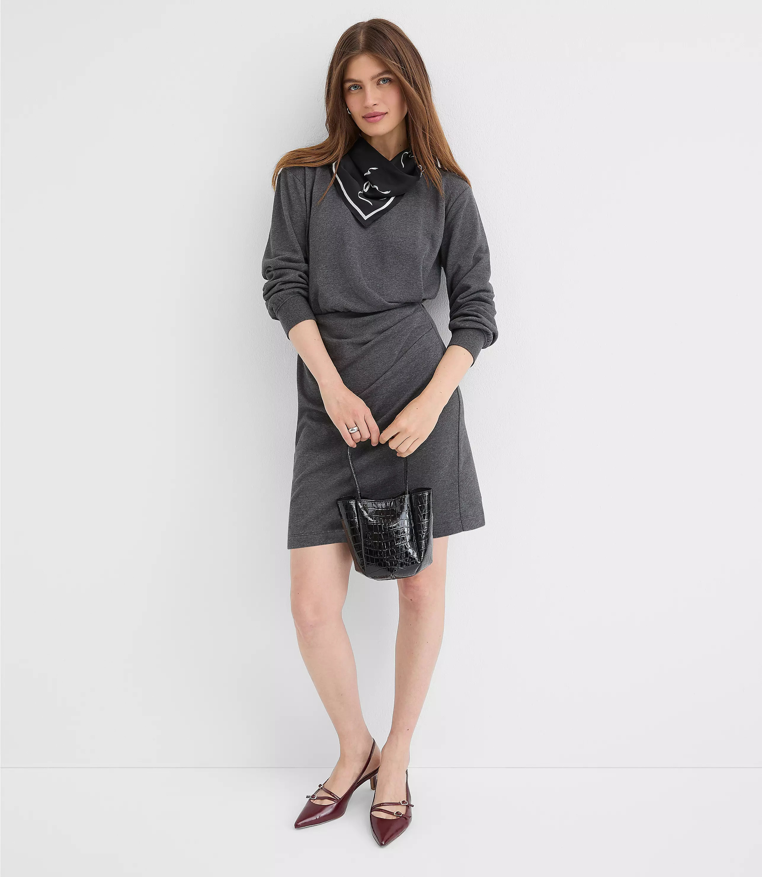 Terry Side Pleated Mini Dress | LOFT