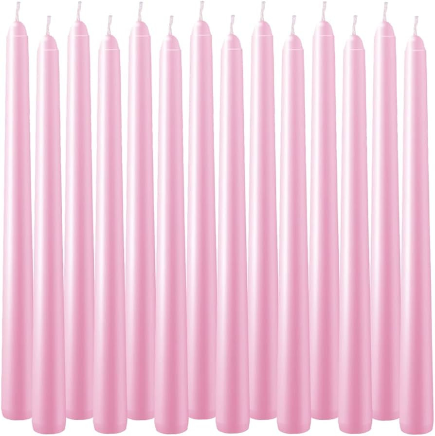 Set of 14 Pink Unscented Dripless Taper Candles- Clean Burning Smokeless Dinner Candles for Weddi... | Amazon (US)