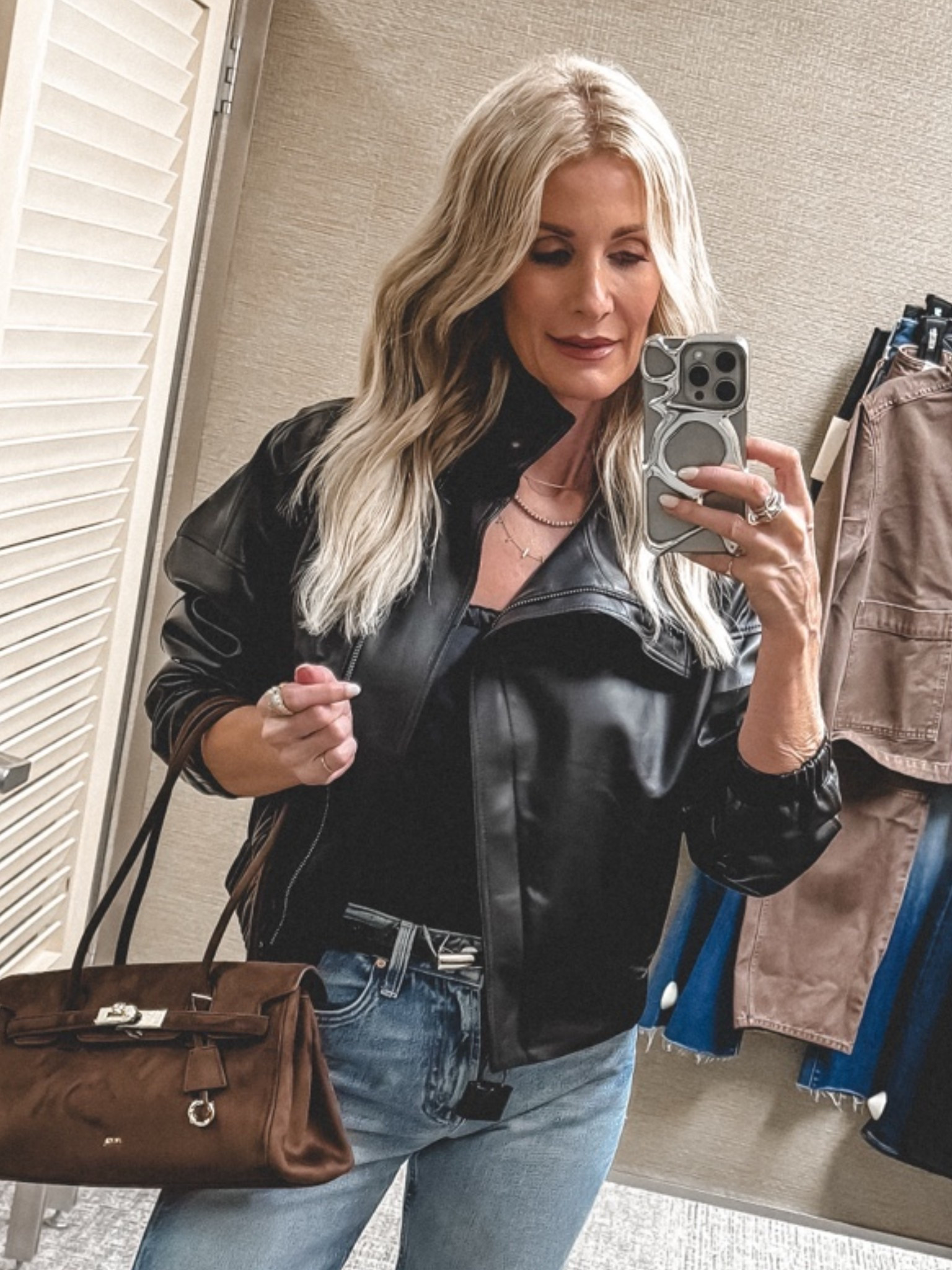Coolest leather jacket part of the NSALE. The leather is buttery soft and this bomber jacket style is super flattering! 

It runs tts, wearing an XS

#LTKootd #LTKOver40 #LTKSaleAlert