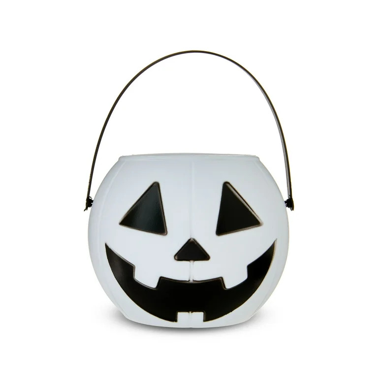 Halloween White Jack-o'-Lantern Mini Plastic Pail, Trick-or-Treat Bucket, by Way to Celebrate | Walmart (US)