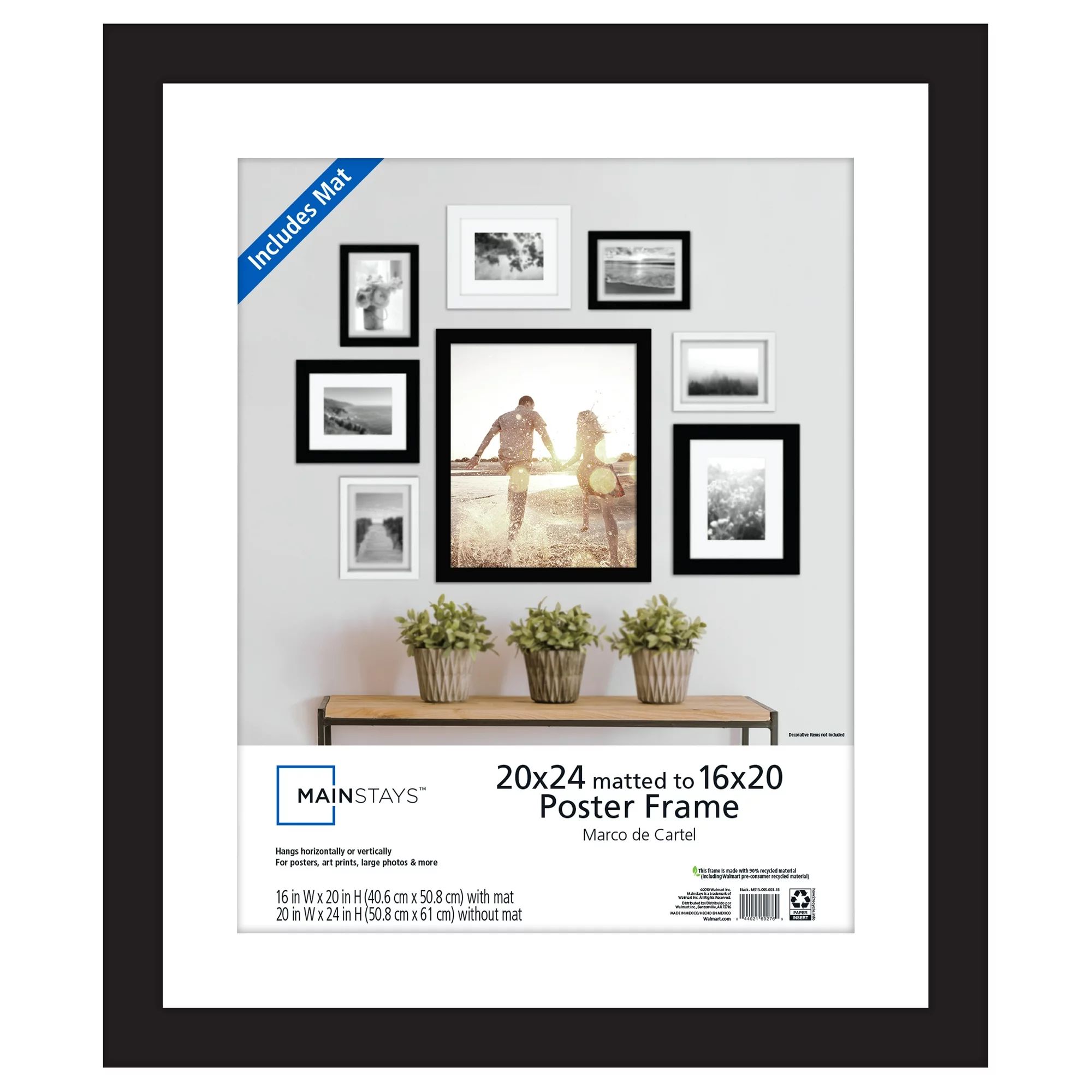 Mainstays 20" x 24" Matted to 16" x 20" Wide Black Poster and Picture Frame | Walmart (US)