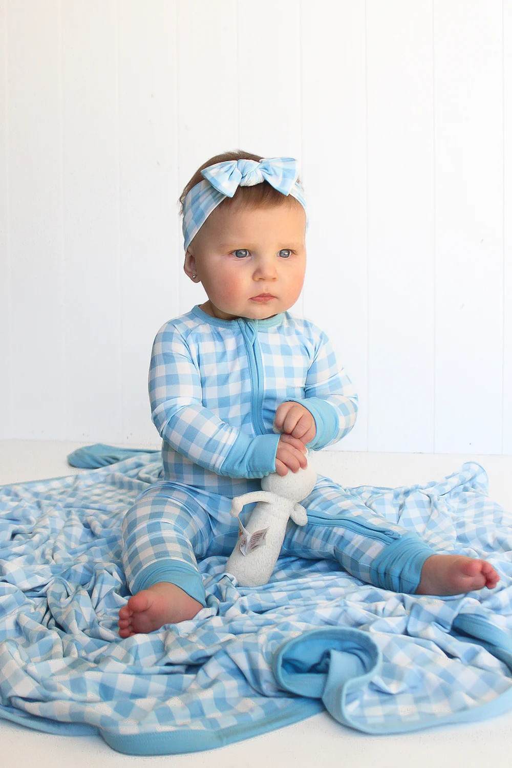 SKY BLUE GINGHAM DREAM ROMPER | Dream Big Little Co.