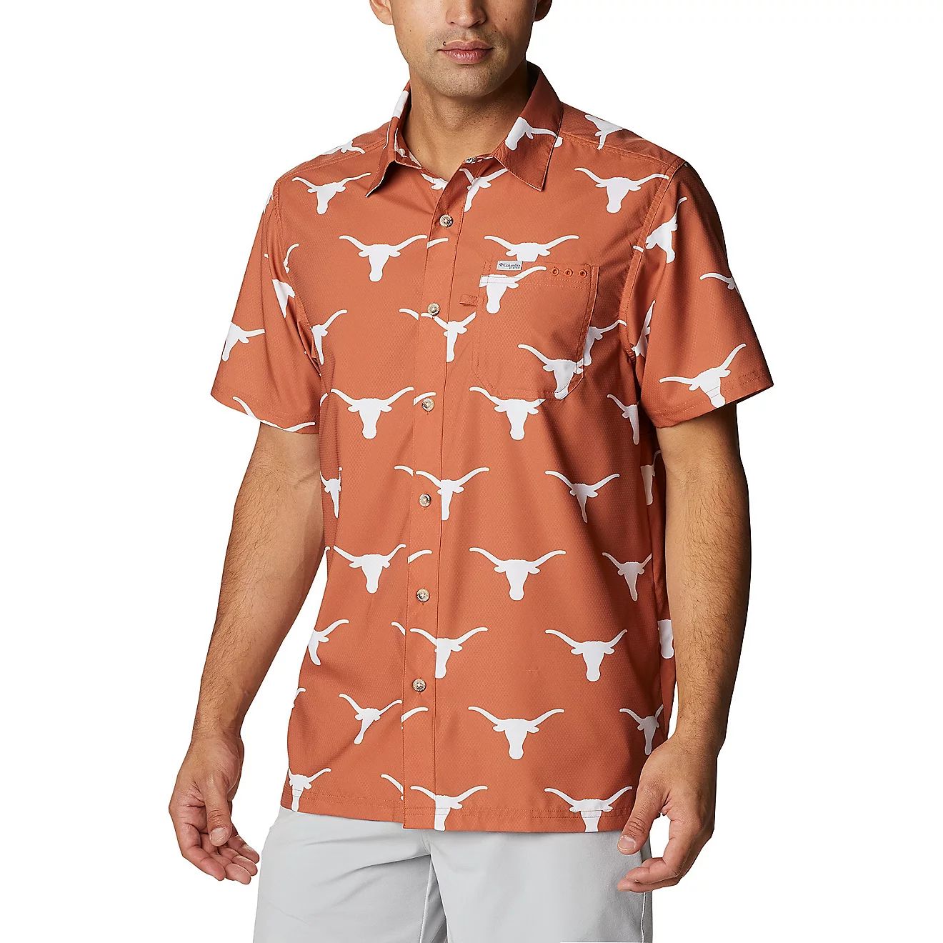 Columbia Sportswear Men's University of Texas CLG Super Slack Tide™ Logo Print Shirt | Academy | Academy Sports + Outdoors