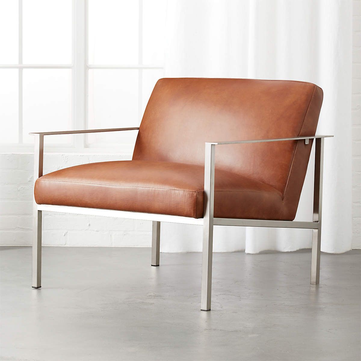 Cue Brown Modern Leather Modern Lounge Chair + Reviews | CB2 | CB2