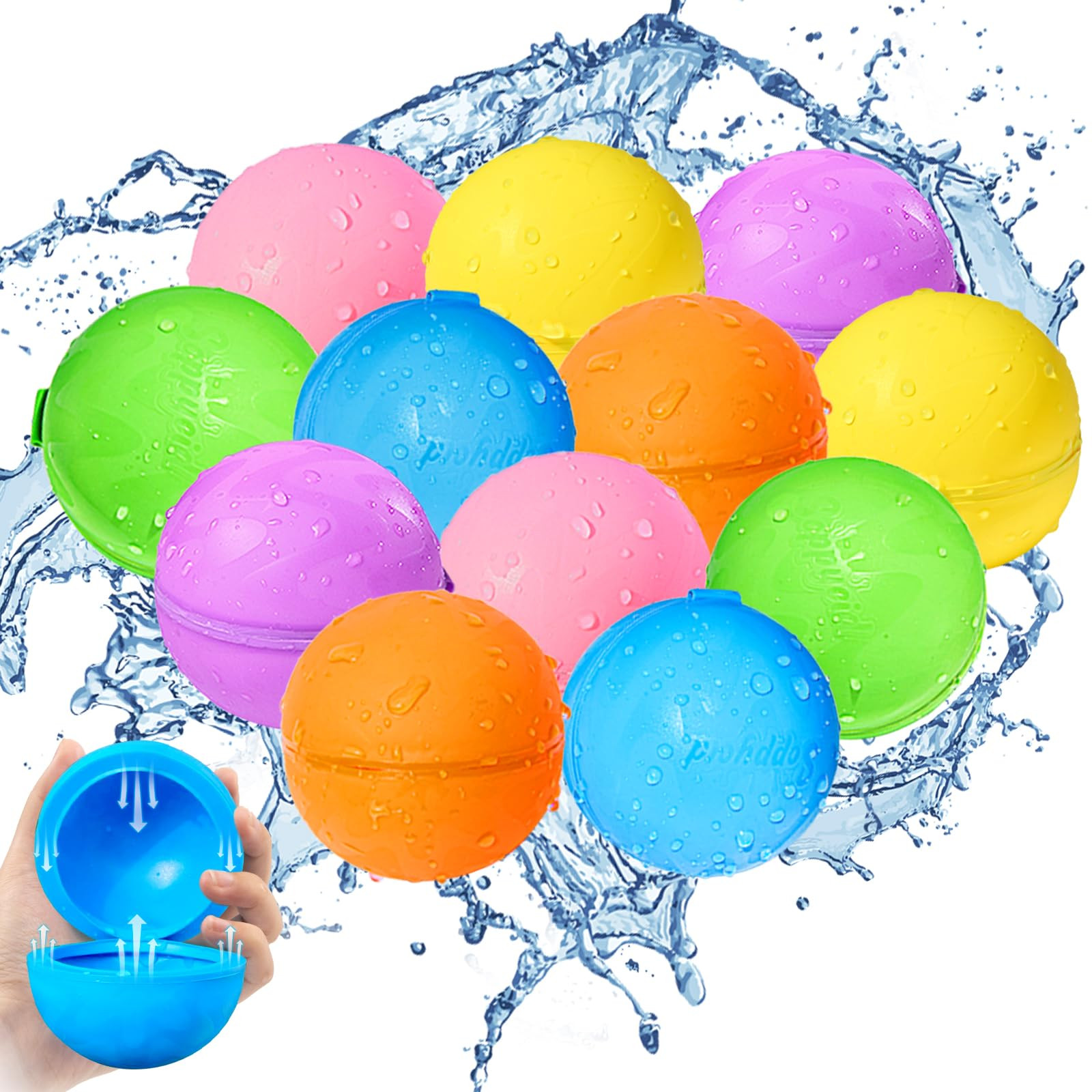 12PCS Reusable Water Balloons - Quick Fill Water Balls Toys For Toddler Age 4-8 - Refillable Self... | Amazon (US)