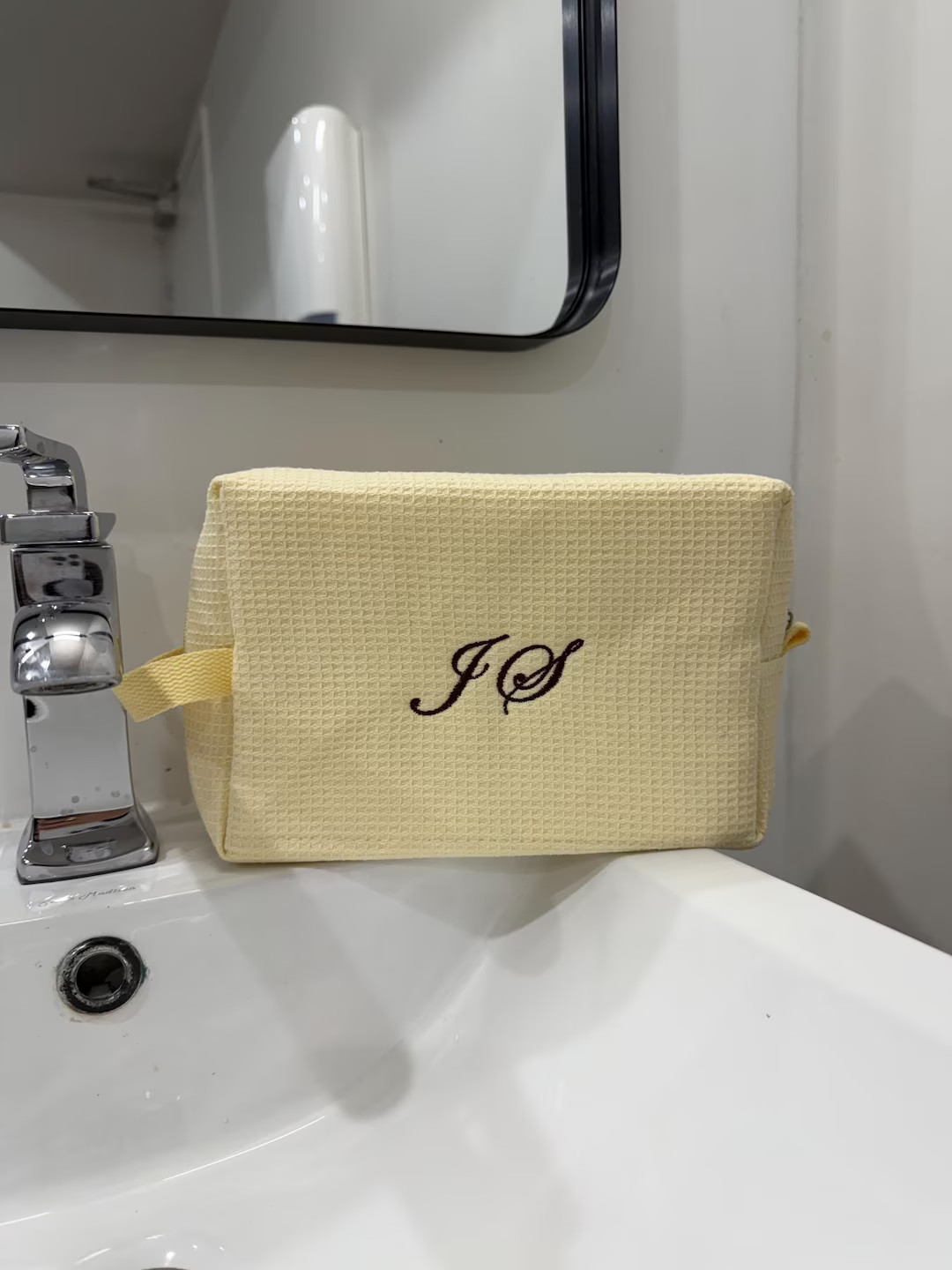 Custom Make up Bag - Butter Yellow Make up Bag - Waffle Weave Cosmetic Bag - Custom Waffle Bag - ... | Etsy (US)