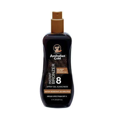 Australian Gold Sunscreen Spray Gel with Instant Bronzer - SPF8 - 8oz | Target
