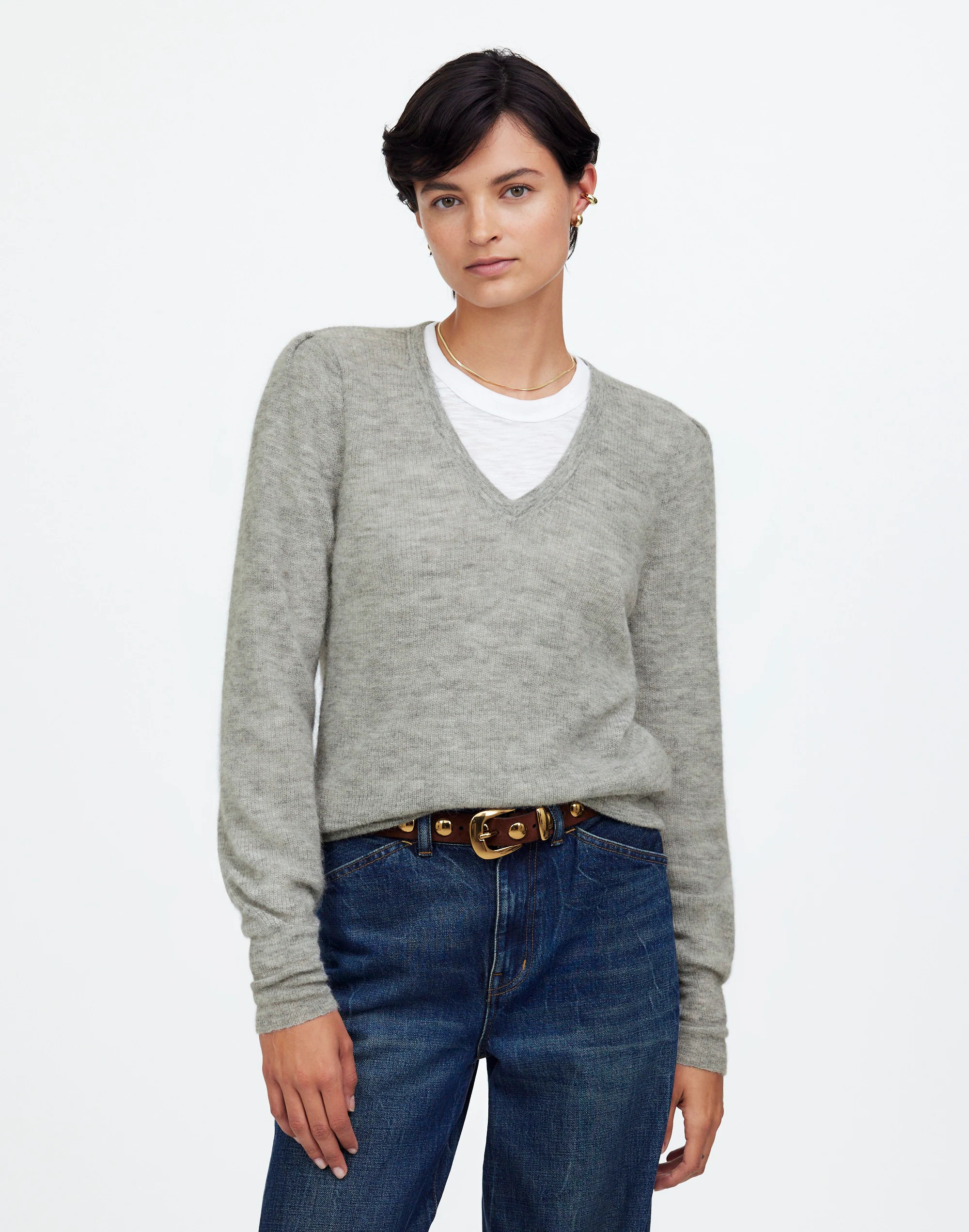 Alpaca-Blend Deep V-Neck Sweater | Madewell | Madewell