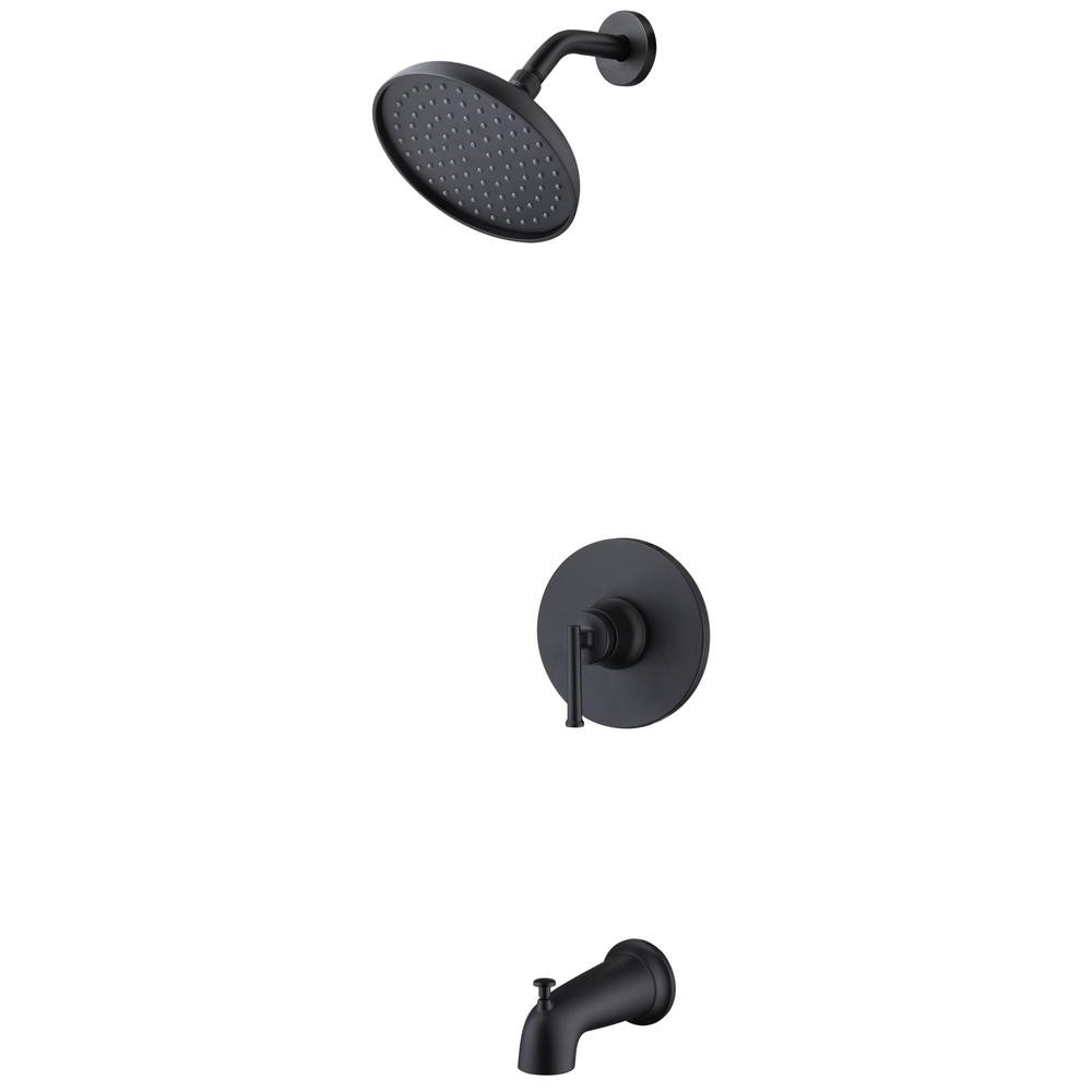 Glacier Bay Oswell Single-Handle 1-Spray Tub and Shower Faucet in Matte Black (Valve Included)-HD... | The Home Depot
