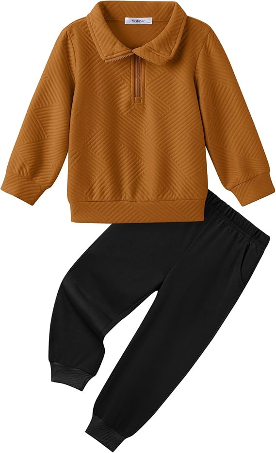 Arshiner Boys Clothes Half Zip Sweatshirt and Pants Outfit 2Pcs Fall Winter Sweatsuit Set for Kid... | Amazon (US)