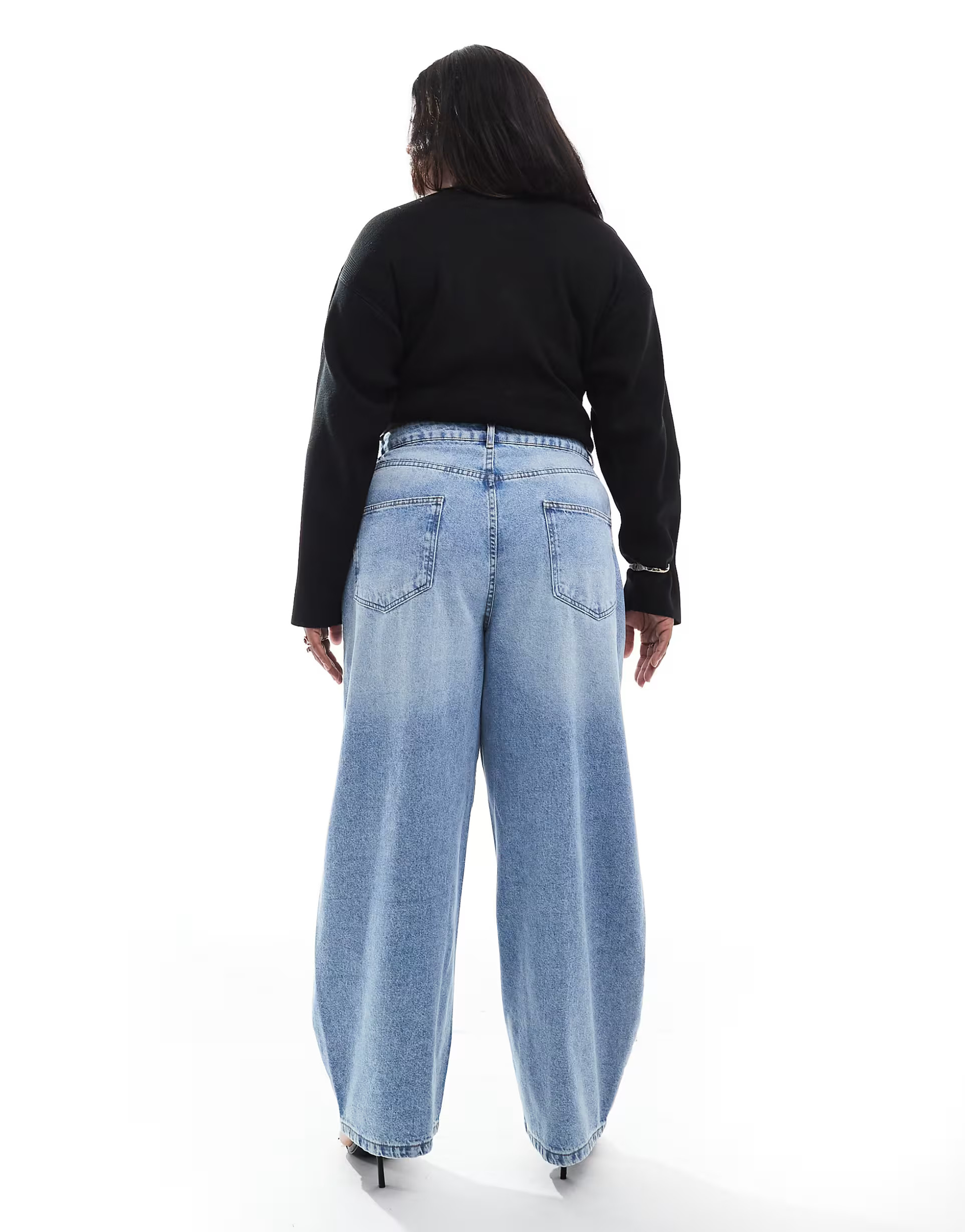 ASOS DESIGN Curve high waisted barrel jean in lightwash | ASOS (Global)