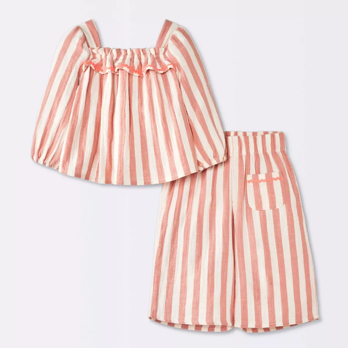 Baby Girls' 2pc Striped Gauze Top and Pants Set - Cloud Island™ Pink 18M | Target