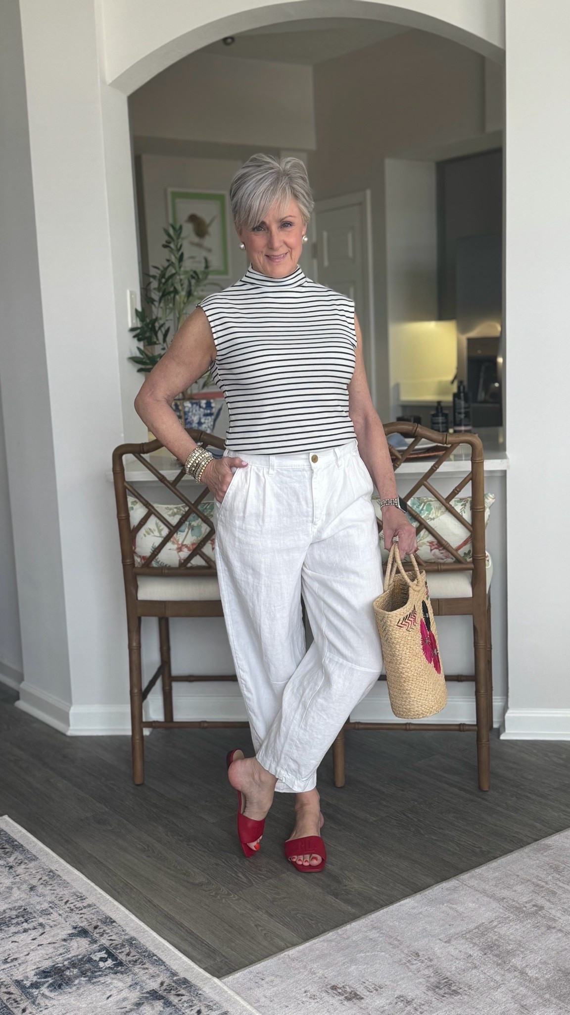 Barrel Linen Pant and Striped Mock Neck Top ✨

#LTKSeasonal #LTKOver40 #LTKootd