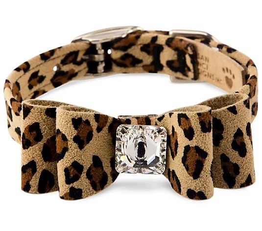 Susan Lanci Designs Ultrasuede Big Bow Dog Collar Cheetah - QVC.com | QVC