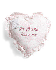 18x18 The Drama Loves Me Embroidered Toile Heart Shape Pillow | Marshalls