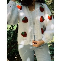 strawberry Handmade Cardigan For Woman | Chunky Gift Her Red Sweater Ecofriendly Trend | Etsy (CAD)