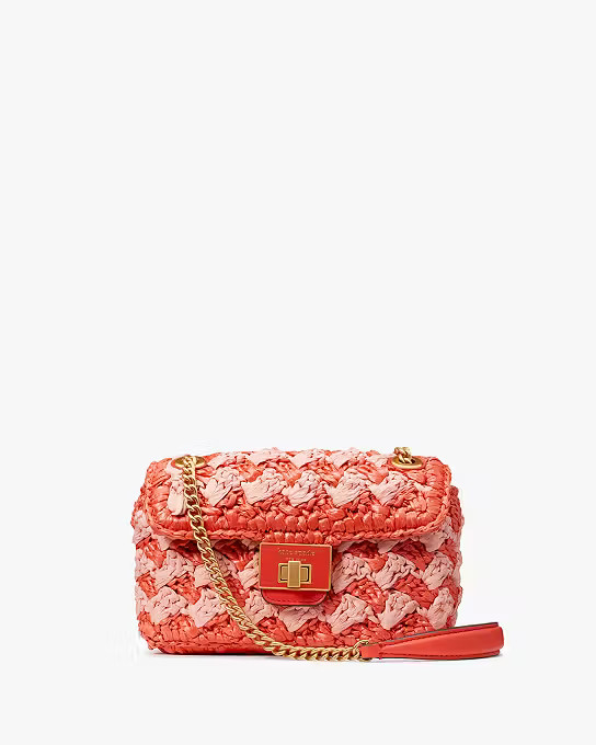 Evelyn Striped Crochet Raffia Small Shoulder Crossbody | Kate Spade (US)