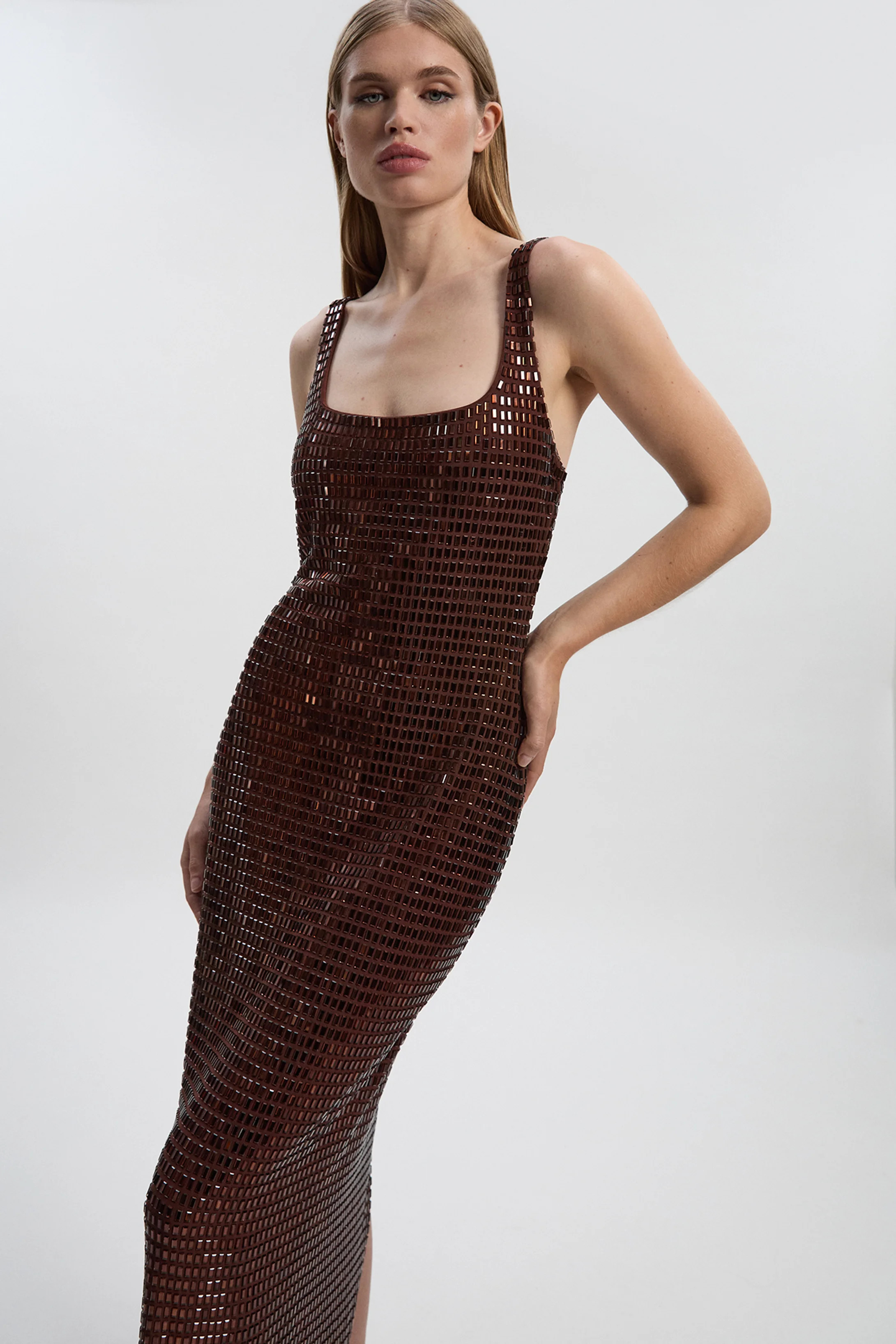 Premium Crystal Embellished Jersey Midi Dress | Karen Millen UK + IE + DE + NL