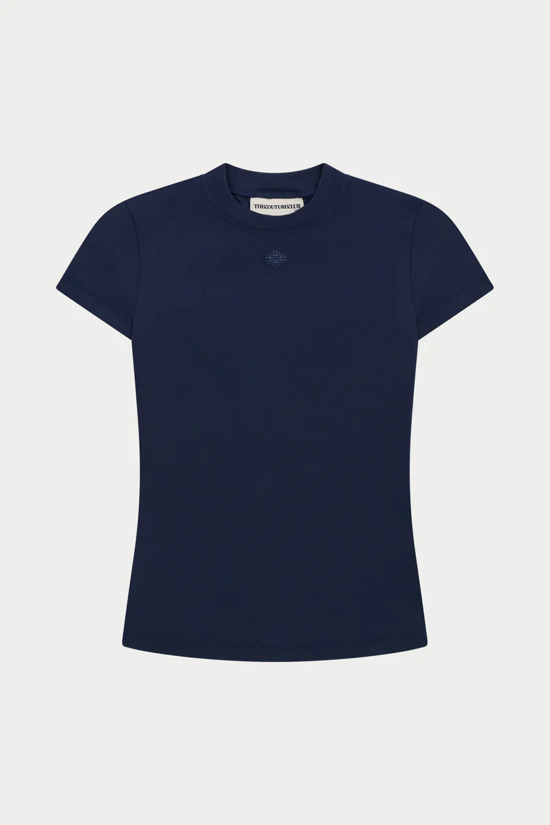 SCULPTING STRETCH EMBLEM BABY TEE - DARK NAVY | The Couture Club
