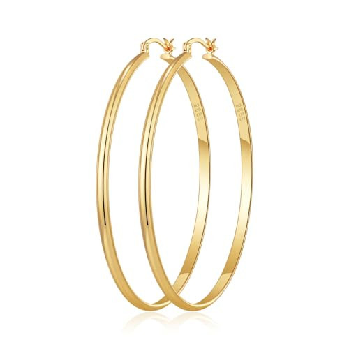 OOOPEL Gold Hoop Earrings For Women Large Gold Hoop Earrings Lightweight Big Golden Hoop Earrings For Women | Amazon (US)