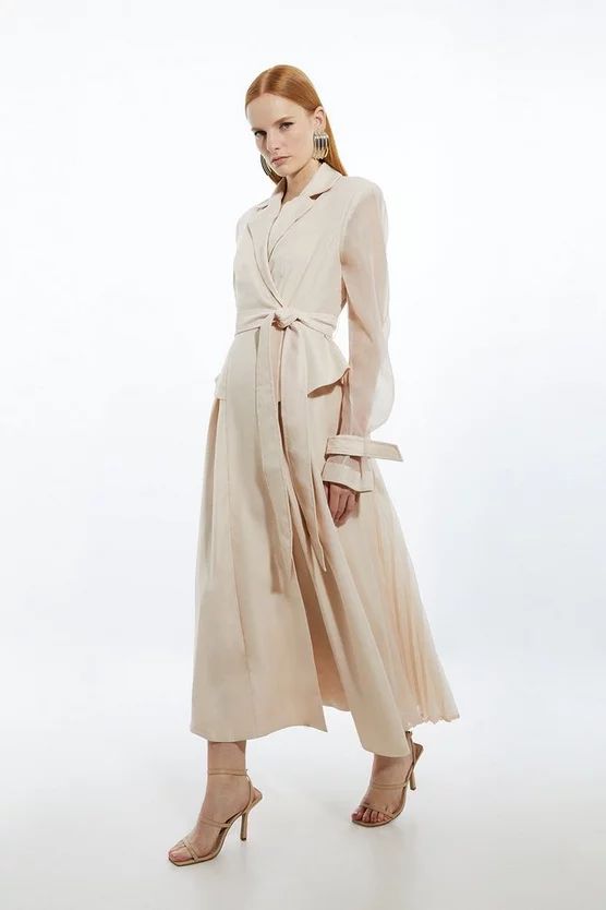 Woven Organdie Trench Dress | Karen Millen UK + IE + DE + NL