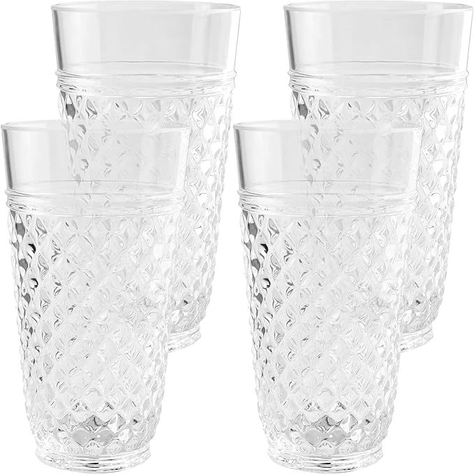 PG Drinkware Collection - Premium Quality Super Clear Acrylic 20oz Plastic Water Tumblers - Set 4 | Amazon (US)