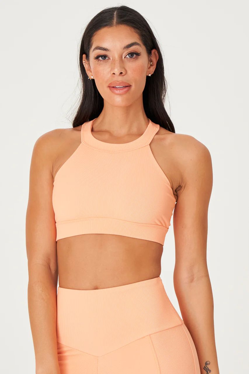 High Neck Crop Top - Cantaloupe Rib | Onzie