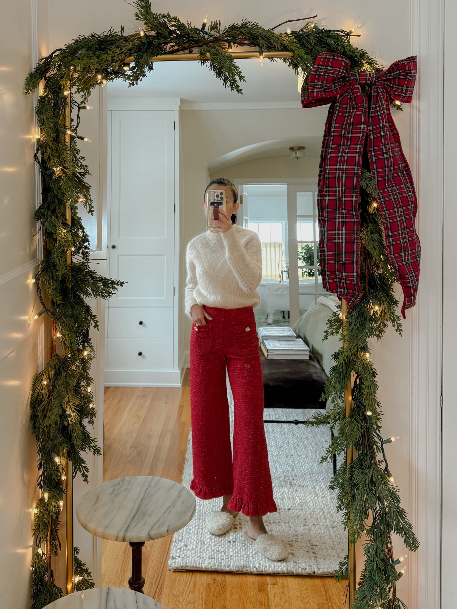 Holiday outfit 🎄. We’re hosting a big party on Friday and I can’t wait to wear these pants! They’re 30% off and come in inclusive sizing. I’m wearing 23P. Linked my exact pants + similar styles too. 

#LTKSaleAlert #LTKPetite #LTKHoliday
