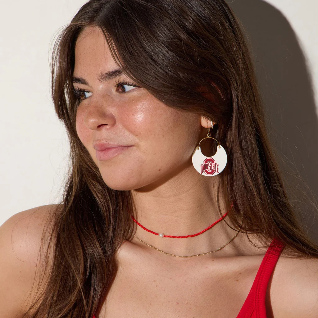 White Ohio State University Ninas | Nickel and Suede