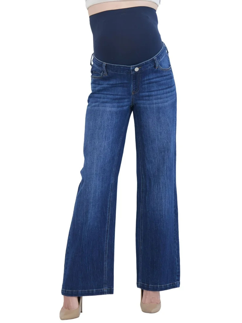 Time and Tru Maternity Baggy Wide Leg Jean, Sizes S-XXL | Walmart (US)