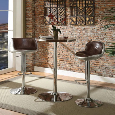 Modern Adjustable Swivel Stool In Vintage Brown Color - Dining Room Essential Function For Comfort | Wayfair North America