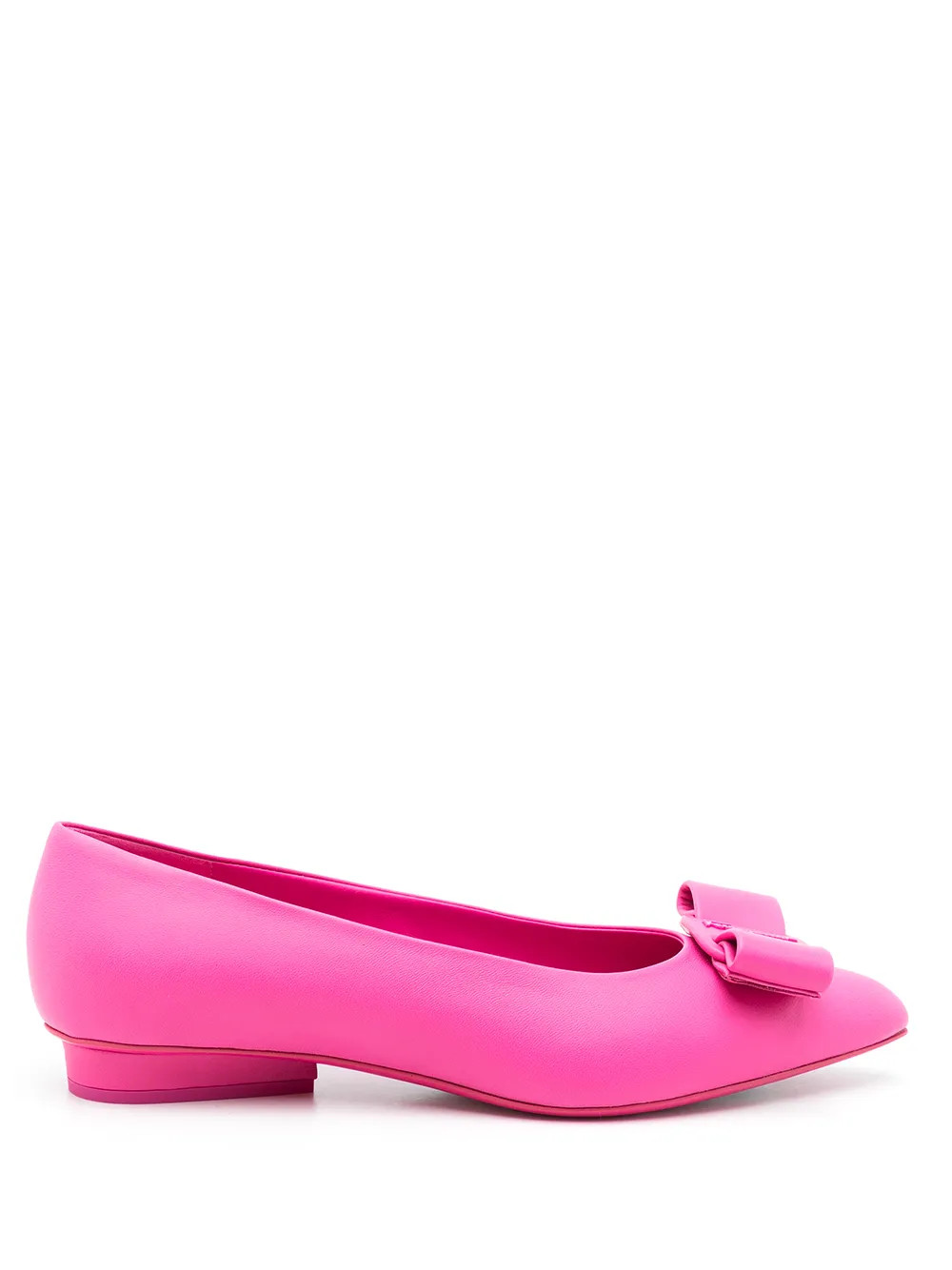 Ferragamo Viva bow-detail Leather Ballerina Shoes  | Pink | FARFETCH UK | Farfetch Global