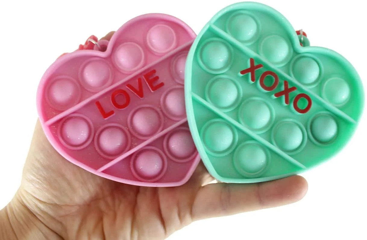 Set of 2 Conversation Heart Valentines Day Bubble Popper Fidget Toy - Fun Party Favor Toy - Heart... | Walmart (US)