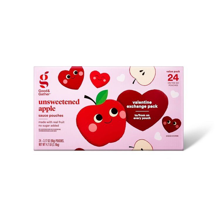 Conventional Unsweetened Apple Sauce Pouches - Valentine's Day Promo - 24ct - Good & Gather™ | Target